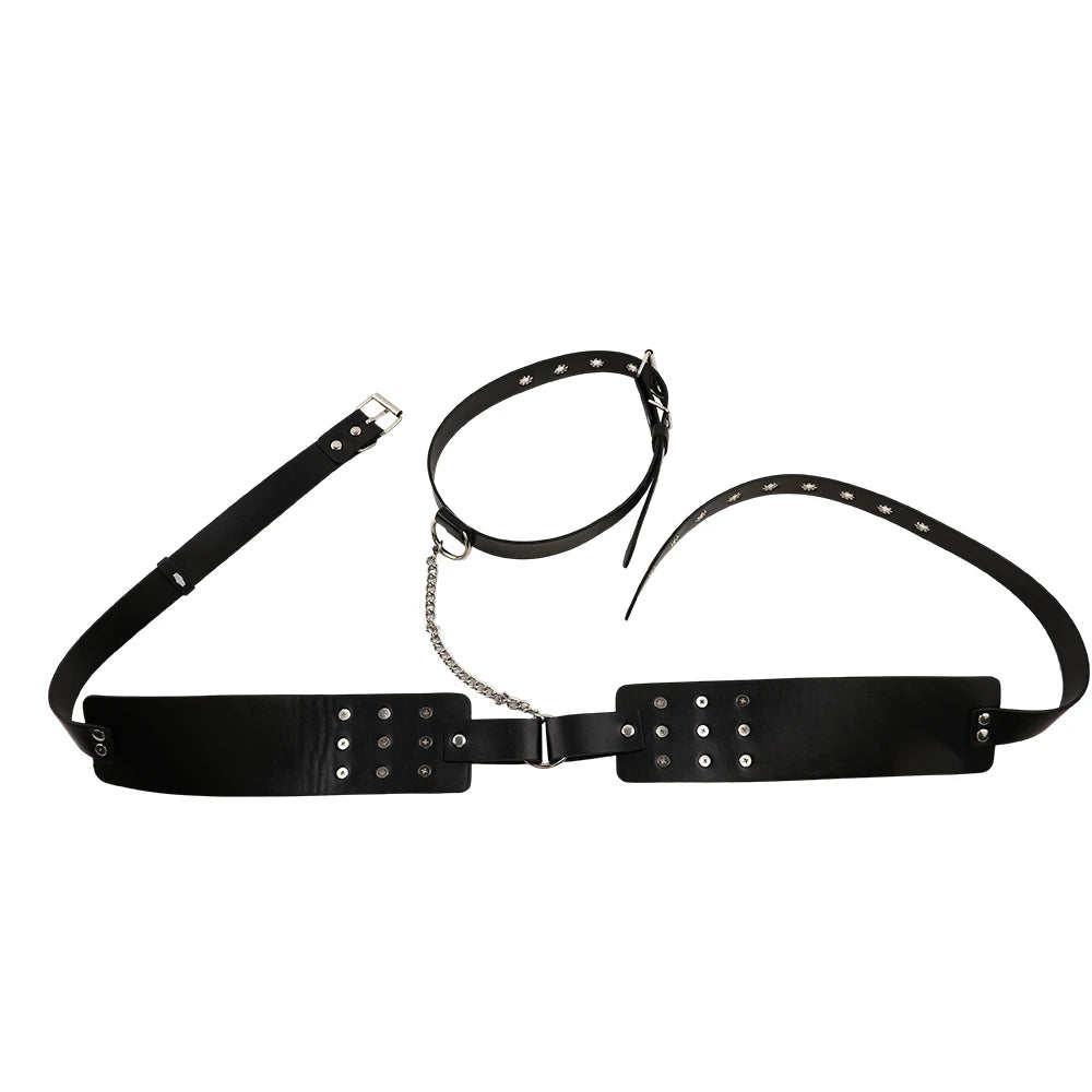Leather Lingerie With Breast Nail Chest Massage Women's BDSM Toy Neck Bondage - Cosmic Twink
