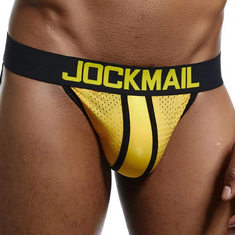 JOCKMAIL Strap Men Underwear Penis Pouch Briefs Camouflage Men Thong Sexy Gay Jockstrap Mesh Male Panties Cueca Tanga Hombre - Cosmic Twink