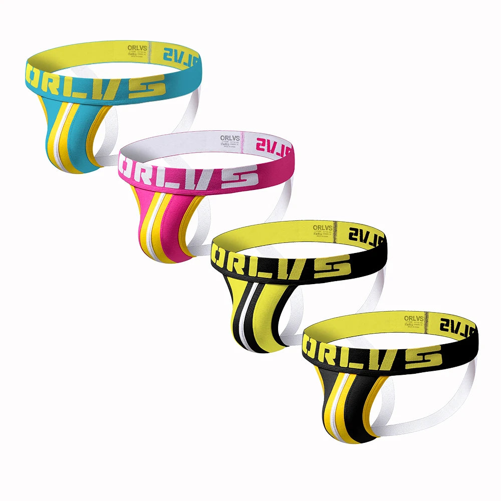 ADANNU Men's Panties Jockstrap Men Underwear Gay Thong Man Briefs Underpants Slip Sexy Cotton Pouch Cuecas Thongs Homme G String - Cosmic Twink
