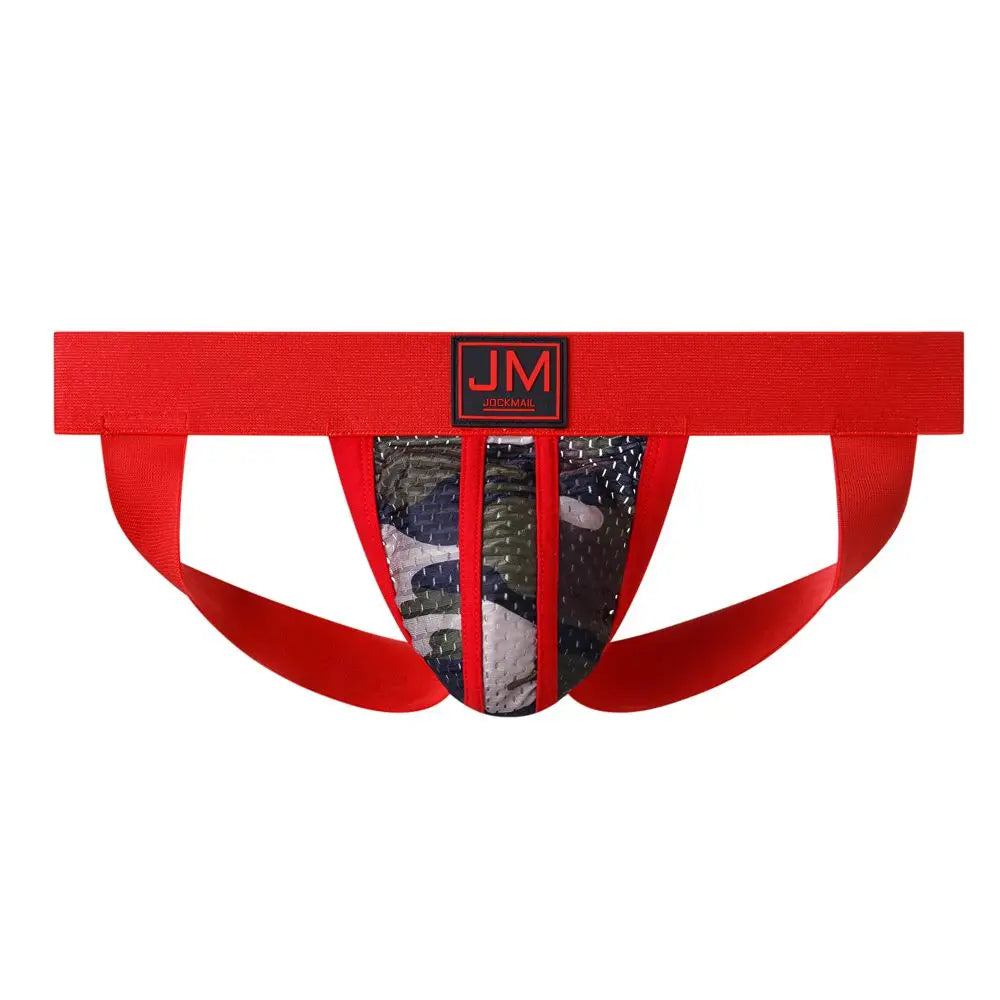 Jockmail Men Underwear Sexy Gay Jockstraps Tanga Athletic Supporter Men Underwear Jock Strap Camouflage Green Mesh Breathable - Cosmic Twink