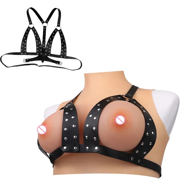 FAAK Adjustable Harness Bondage Leather for Women Breast Training BDSM Corset Slave Game - Cosmic Twink