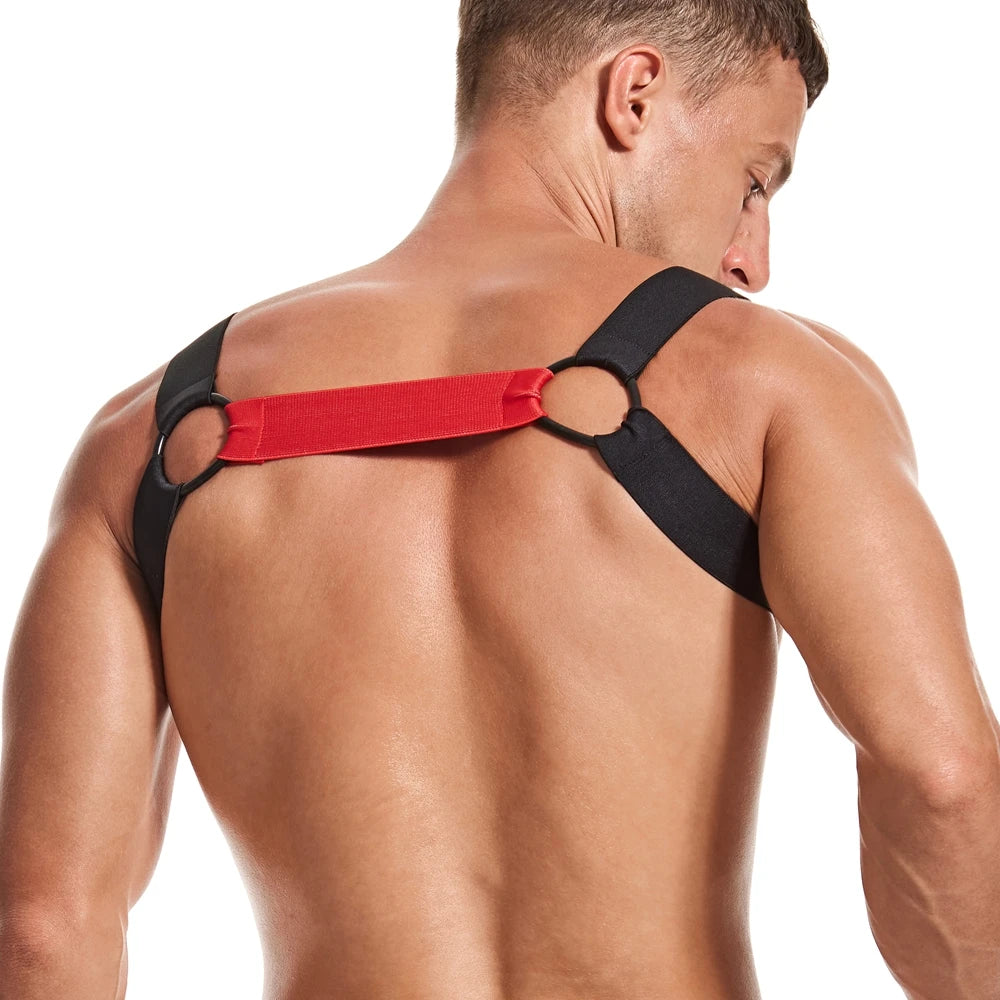 JOCKMAIL Letter Harness Men Sexy Shoulder Straps Chest Bondage Muscle Halter Belt Club Party Hollow Costume Gay Men Bodysuite - Cosmic Twink