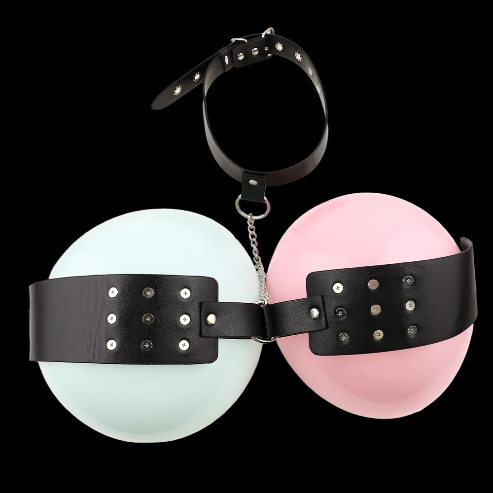 Leather Lingerie With Breast Nail Chest Massage Women's BDSM Toy Neck Bondage - Cosmic Twink