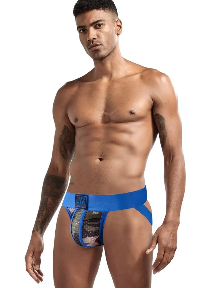 Jockmail Men Underwear Sexy Gay Jockstraps Tanga Athletic Supporter Men Underwear Jock Strap Camouflage Green Mesh Breathable - Cosmic Twink