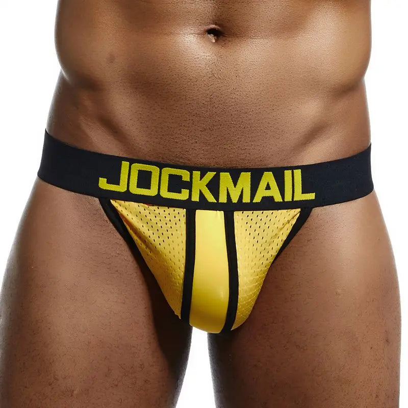 JOCKMAIL Strap Men Underwear Penis Pouch Briefs Camouflage Men Thong Sexy Gay Jockstrap Mesh Male Panties Cueca Tanga Hombre - Cosmic Twink