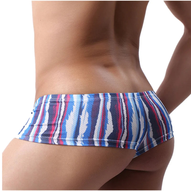 Boxer Mens Underwear Men Low Waist Print Boxers Panties Sexy Breathable Boxershorts Men U Pouch Bikini Shorts Gay Underwear - Cosmic Twink