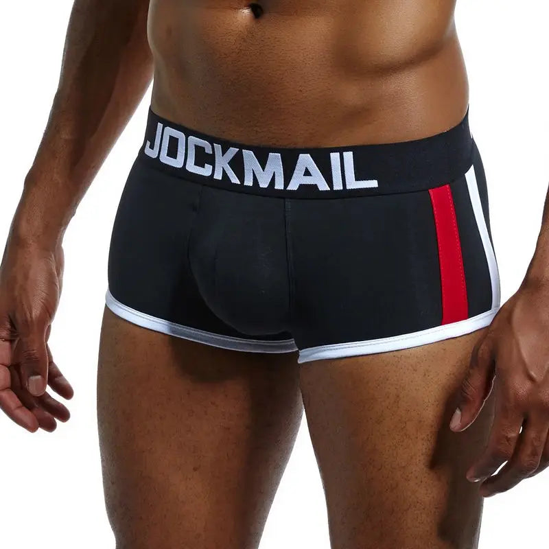JOCKMAIL Brand Sexy Men Underwear Padded Men Boxer Bulge Enhancing boxershorts Gay Underwear Gift Front Removable Push Up Cup - Cosmic Twink