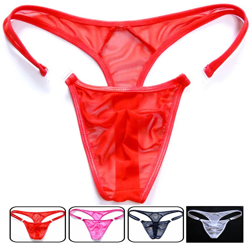 2019 Erotic Mesh See-through Gay Mens Thongs Sexy Button Underwear Bikini Gay G-string Jockstrap  Funny Men - Cosmic Twink