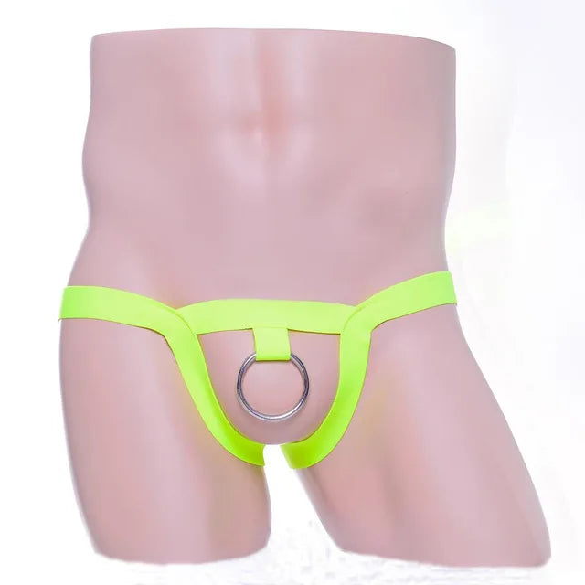 gay men underwear 2019 sexy hot Mens Crotchless Thongs G-String Metal Ring Elastic Panties jockstrap gay underwear - Cosmic Twink