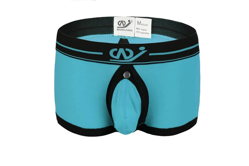 New WJ Brand Sexy Men Boxer Shorts  Trunks Low Waist Underpants Anal Opening Gay With Penis Pouch Underwear2016DPJ - Cosmic Twink