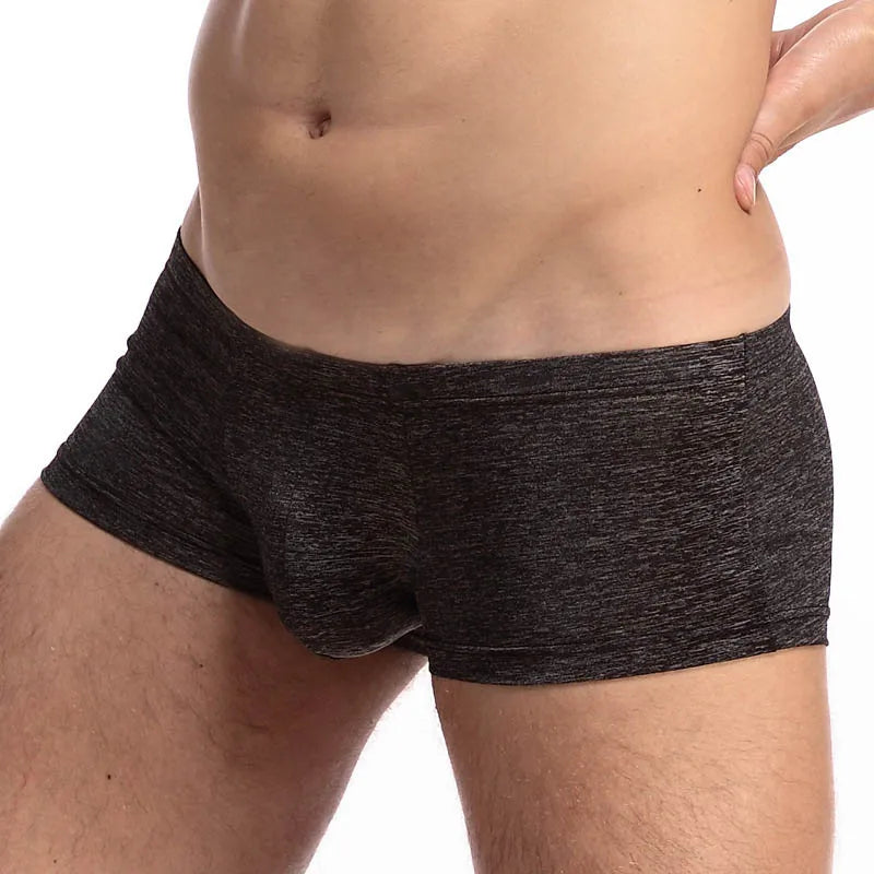 DANJIU Mens Solid Low Waist Sexy Gay Male Underwear Breathable Soft Man Underpants Boxers U Convex Calzoncillos - Cosmic Twink