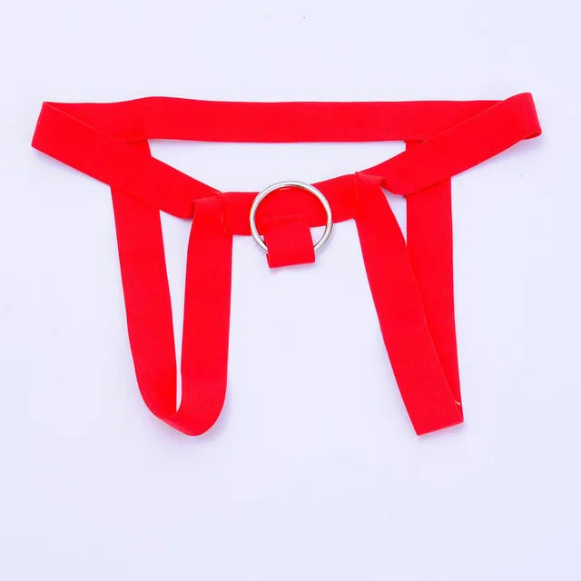 gay men underwear 2019 sexy hot Mens Crotchless Thongs G-String Metal Ring Elastic Panties jockstrap gay underwear - Cosmic Twink