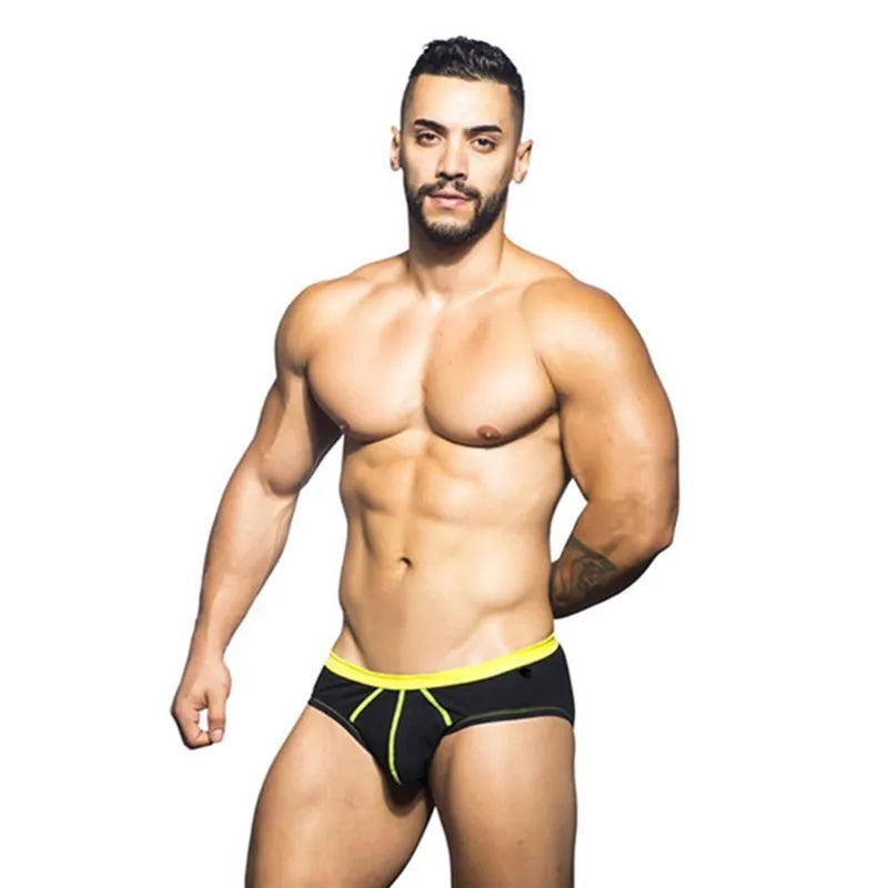 2018 Brand Fashion Sexy Underwear Men Solid Underpants Cotton Male Panties Hot Sale Slip Cueca 2 Color Soft Gay Briefs Homewear - Cosmic Twink