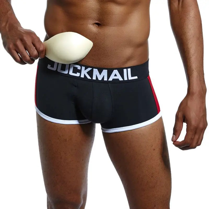 JOCKMAIL Brand Sexy Men Underwear Padded Men Boxer Bulge Enhancing boxershorts Gay Underwear Gift Front Removable Push Up Cup - Cosmic Twink