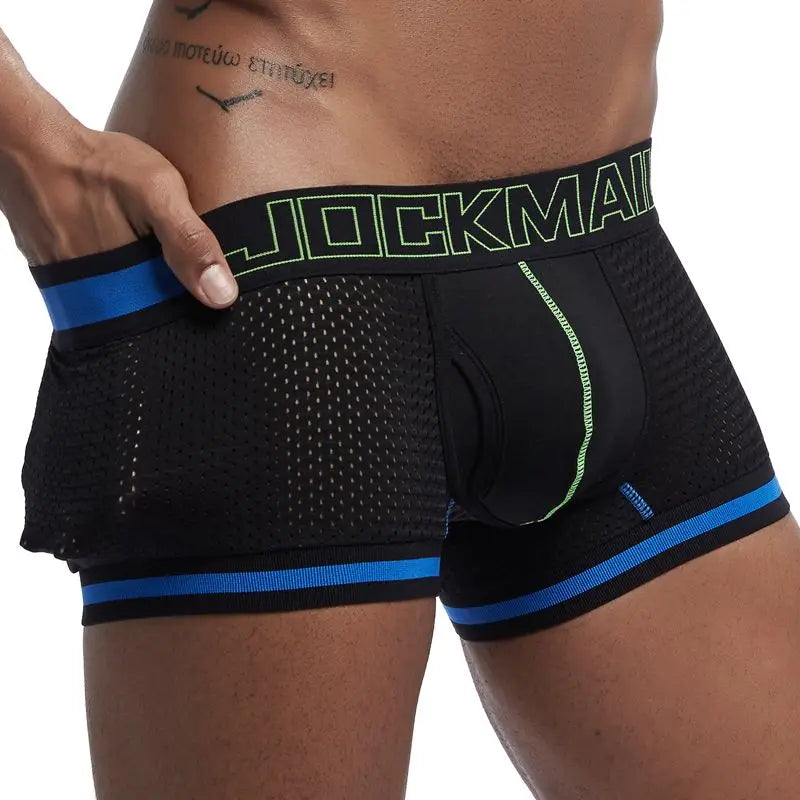 JOCKMAIL 1Pcs/lot Men Underwear Boxers Mesh Cuecas Boxers Men Boxer Homme Boxershorts Men Gay Male Panties calzoncillos - Cosmic Twink