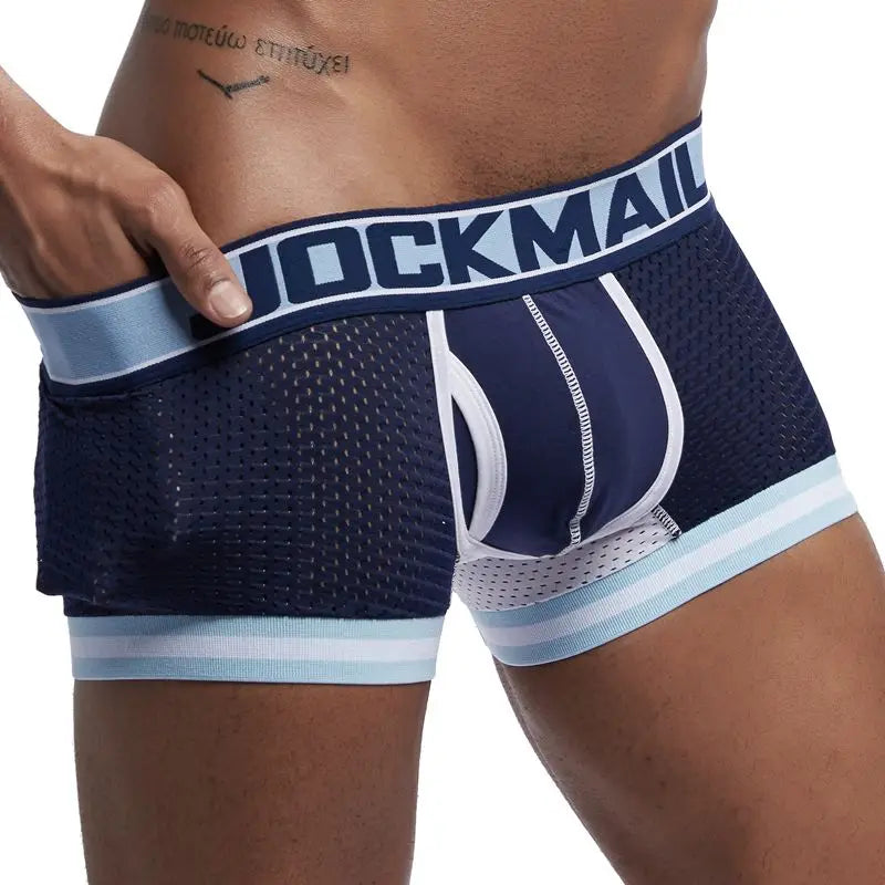 JOCKMAIL 1Pcs/lot Men Underwear Boxers Mesh Cuecas Boxers Men Boxer Homme Boxershorts Men Gay Male Panties calzoncillos - Cosmic Twink