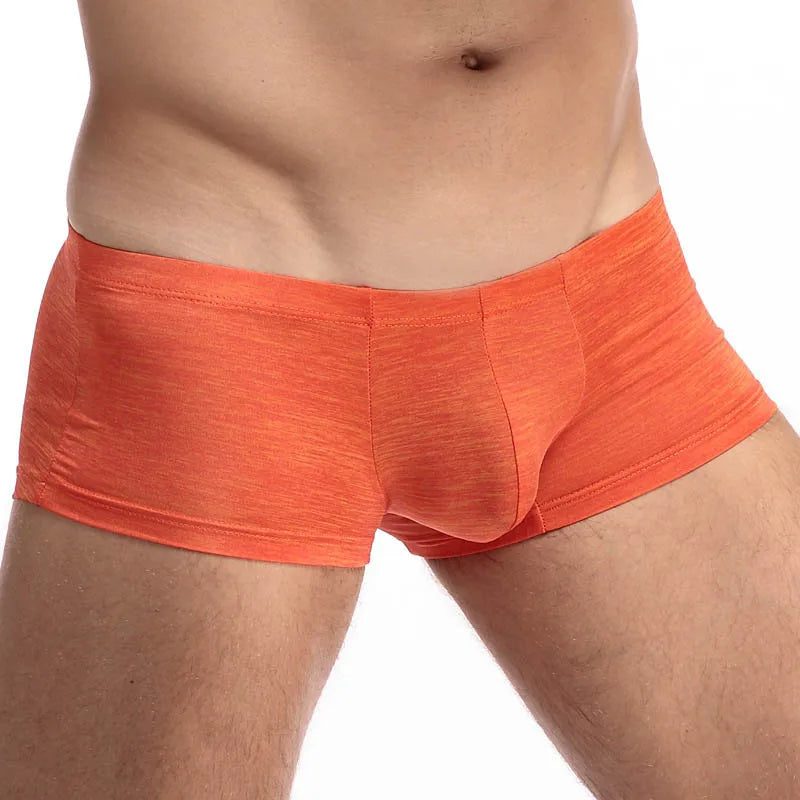 DANJIU Mens Solid Low Waist Sexy Gay Male Underwear Breathable Soft Man Underpants Boxers U Convex Calzoncillos - Cosmic Twink