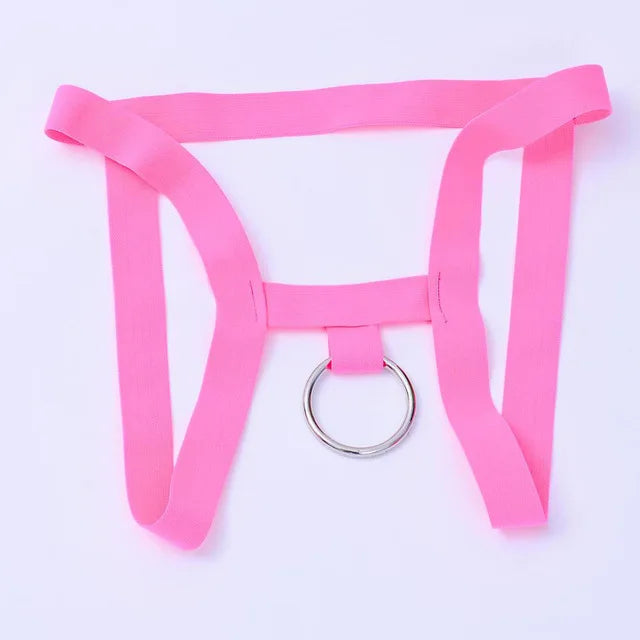 gay men underwear 2019 sexy hot Mens Crotchless Thongs G-String Metal Ring Elastic Panties jockstrap gay underwear - Cosmic Twink