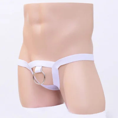 gay men underwear 2019 sexy hot Mens Crotchless Thongs G-String Metal Ring Elastic Panties jockstrap gay underwear - Cosmic Twink