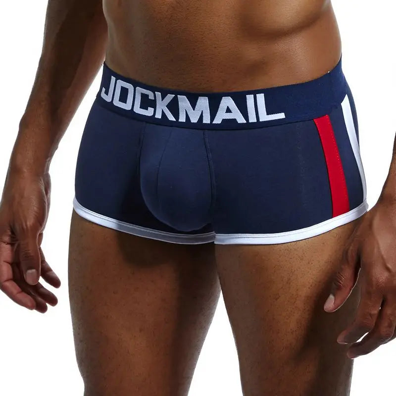 JOCKMAIL Brand Sexy Men Underwear Padded Men Boxer Bulge Enhancing boxershorts Gay Underwear Gift Front Removable Push Up Cup - Cosmic Twink
