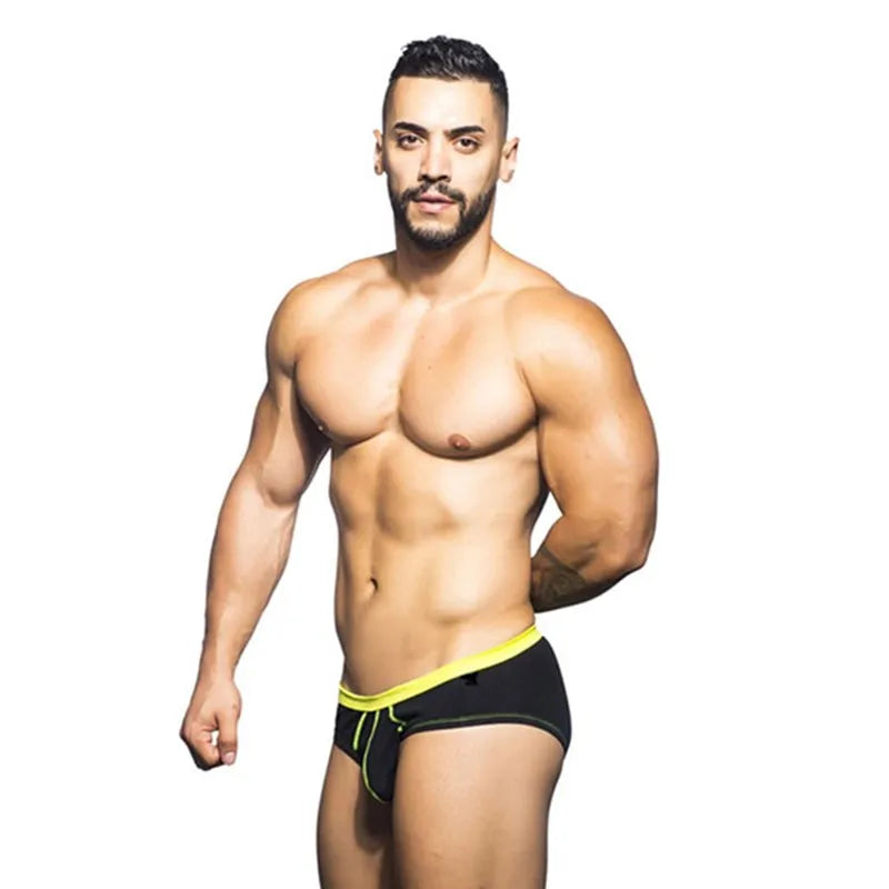 2018 Brand Fashion Sexy Underwear Men Solid Underpants Cotton Male Panties Hot Sale Slip Cueca 2 Color Soft Gay Briefs Homewear - Cosmic Twink