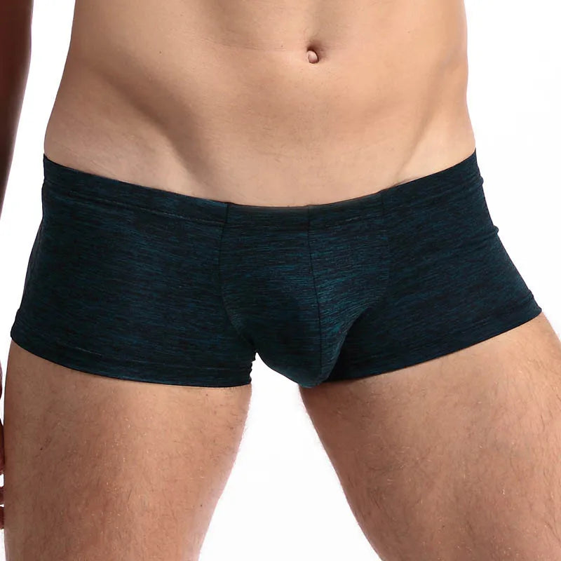 DANJIU Mens Solid Low Waist Sexy Gay Male Underwear Breathable Soft Man Underpants Boxers U Convex Calzoncillos - Cosmic Twink