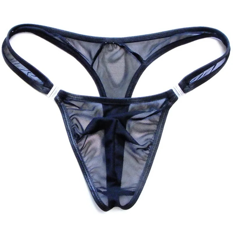 2019 Erotic Mesh See-through Gay Mens Thongs Sexy Button Underwear Bikini Gay G-string Jockstrap  Funny Men - Cosmic Twink