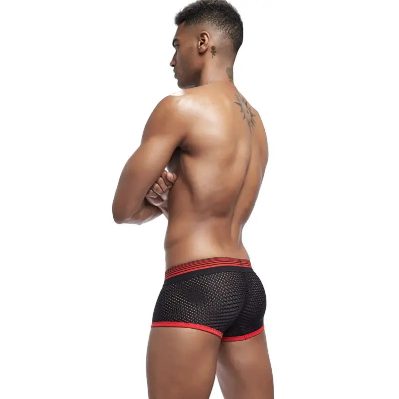 JOCKMAIL New Sexy Men Underwear Boxer Breathable Mesh boxershorts men Male Underpants cueca Gay penis Man Panties Mens Trunks - Cosmic Twink