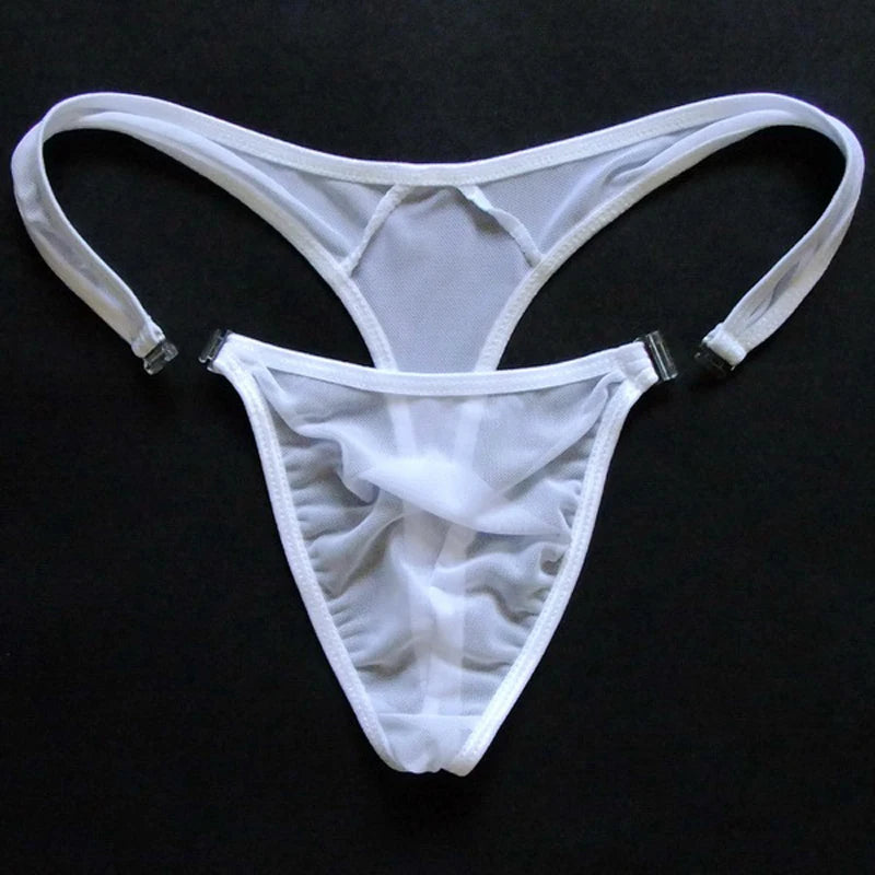 2019 Erotic Mesh See-through Gay Mens Thongs Sexy Button Underwear Bikini Gay G-string Jockstrap  Funny Men - Cosmic Twink