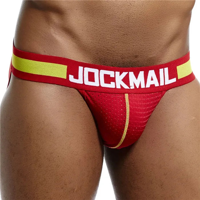 JOCKMAIL Strap Men Underwear Penis Pouch Briefs Camouflage Men Thong Sexy Gay Jockstrap Mesh Male Panties Cueca Tanga Hombre - Cosmic Twink