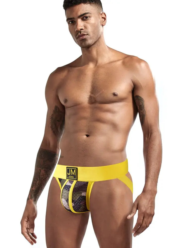 Jockmail Men Underwear Sexy Gay Jockstraps Tanga Athletic Supporter Men Underwear Jock Strap Camouflage Green Mesh Breathable - Cosmic Twink