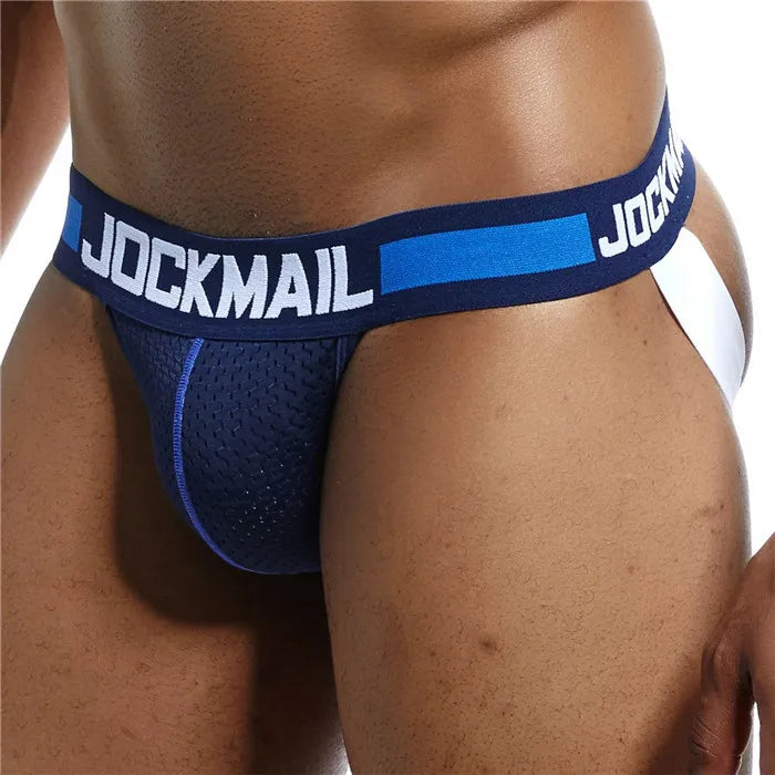 JOCKMAIL Strap Men Underwear Penis Pouch Briefs Camouflage Men Thong Sexy Gay Jockstrap Mesh Male Panties Cueca Tanga Hombre - Cosmic Twink