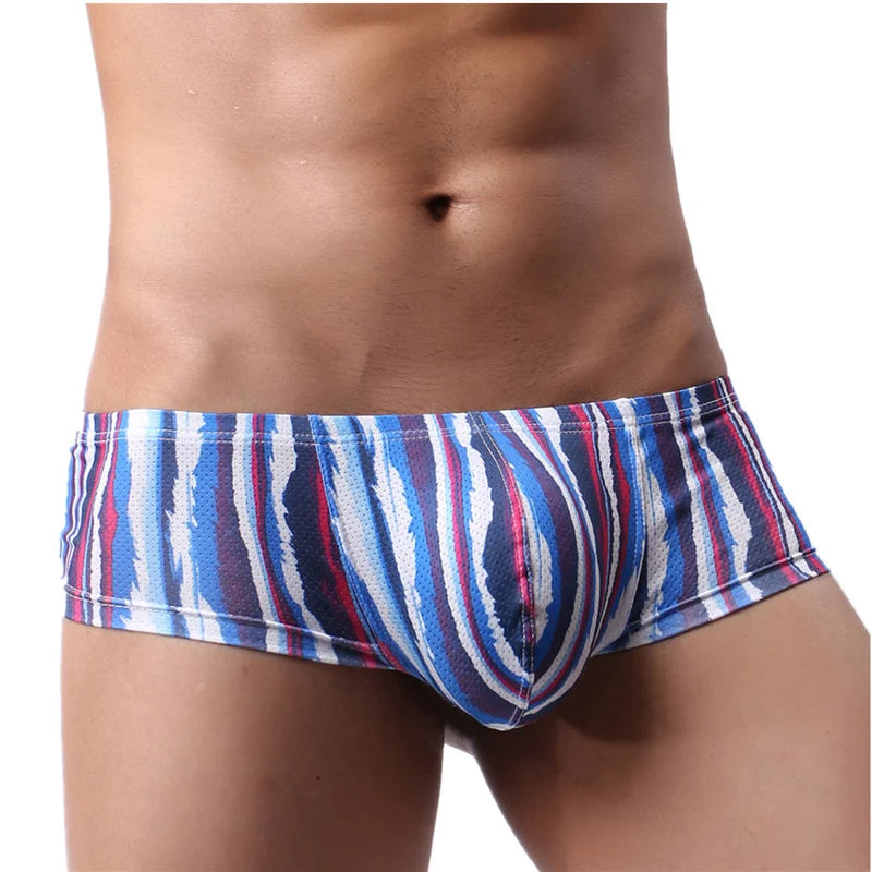 Boxer Mens Underwear Men Low Waist Print Boxers Panties Sexy Breathable Boxershorts Men U Pouch Bikini Shorts Gay Underwear - Cosmic Twink