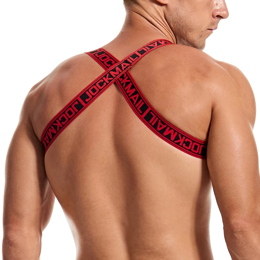 JOCKMAIL Men Halter Neck Elastic Body Chest Harness Sexy Bondage Lingerie Shoulder Straps Ring Clubwear Stage Gay Underwear New - Cosmic Twink