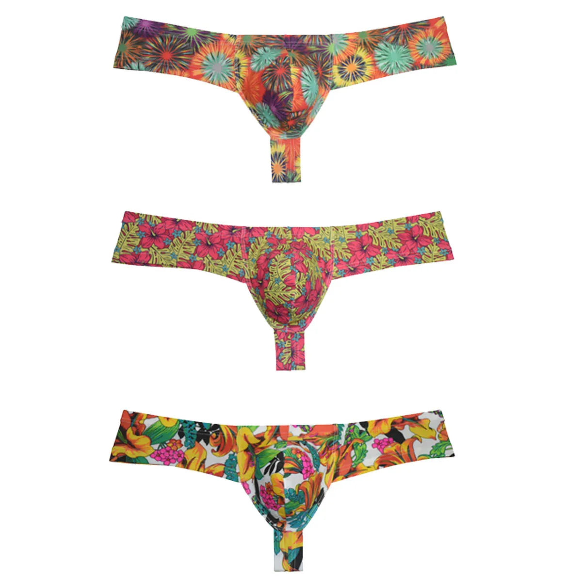 Sexy Men's Bikini Briefs Print Mini Boxershorts Bulge Pouch Breathbale Underwear Ultrathin Swim Briefs Thong Slip Beach Panties - Cosmic Twink