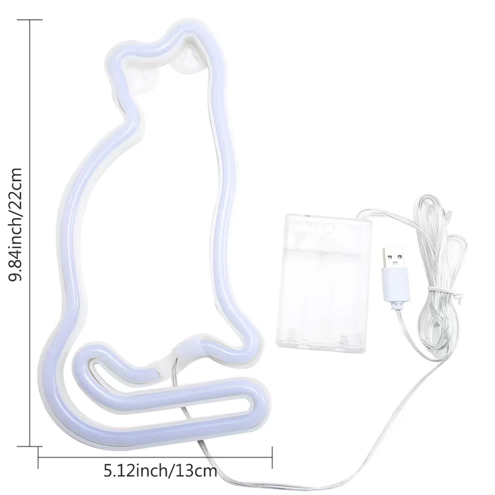 Butterfly Neon Sign USB/Battery Powered Cat LED Neon Light Skull Neon Lamp Wall Art Decor for Home Bedroom Birthday Gift Wedding - Cosmic Twink