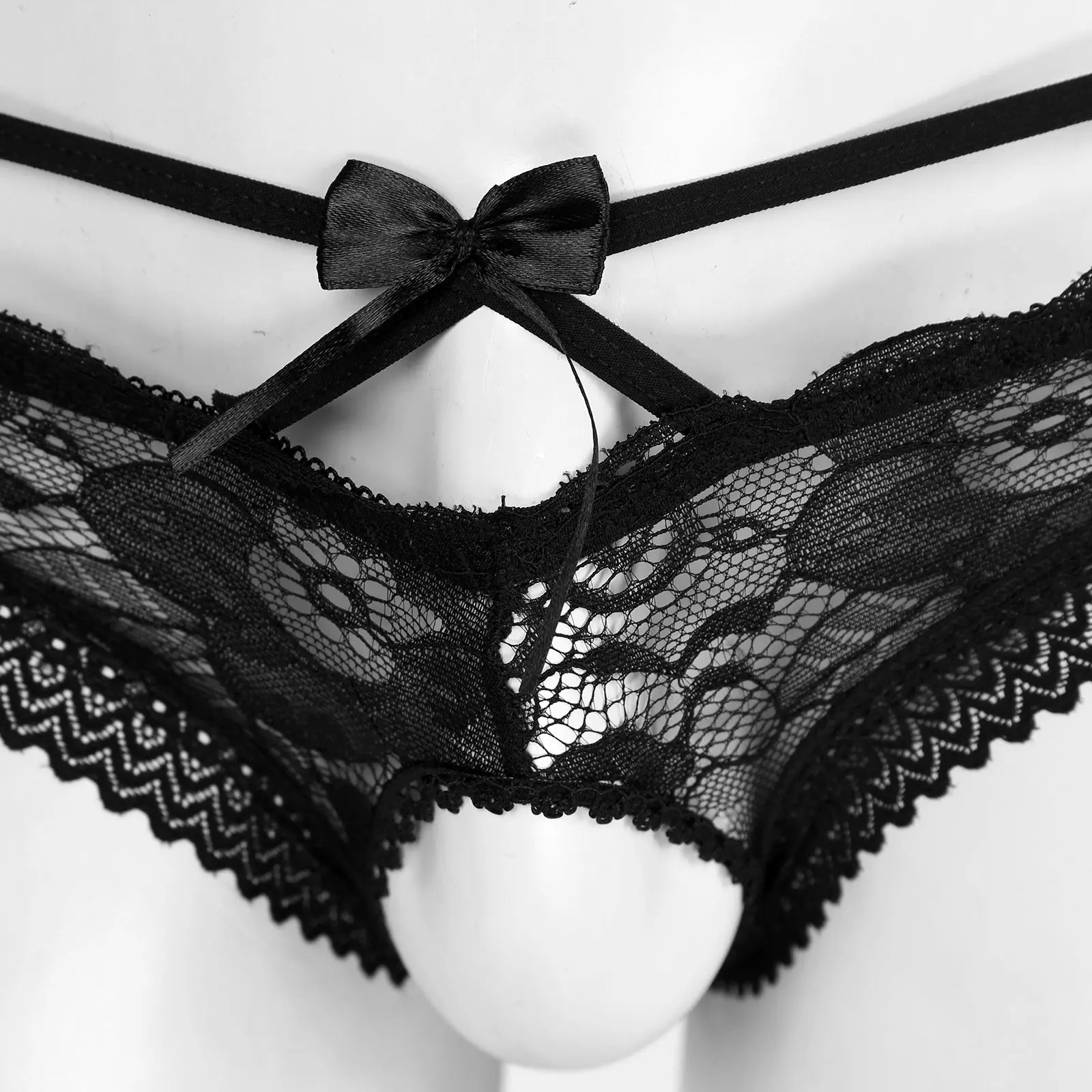 Mens Sexy Panties Lingerie Gay Male Sexy Briefs Underwear See-Through Mesh Strappy Crotchless Underpants - Cosmic Twink