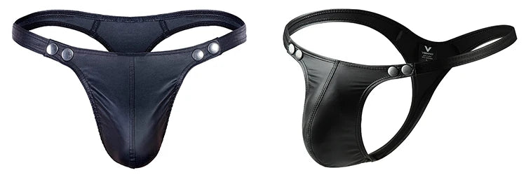Gay String Sexy Underwear for Men 2023 Slip Man Pu Leather Penis Pouch Ultra Thin Thong and Jockstrap T-Back Male Hot Panties - Cosmic Twink