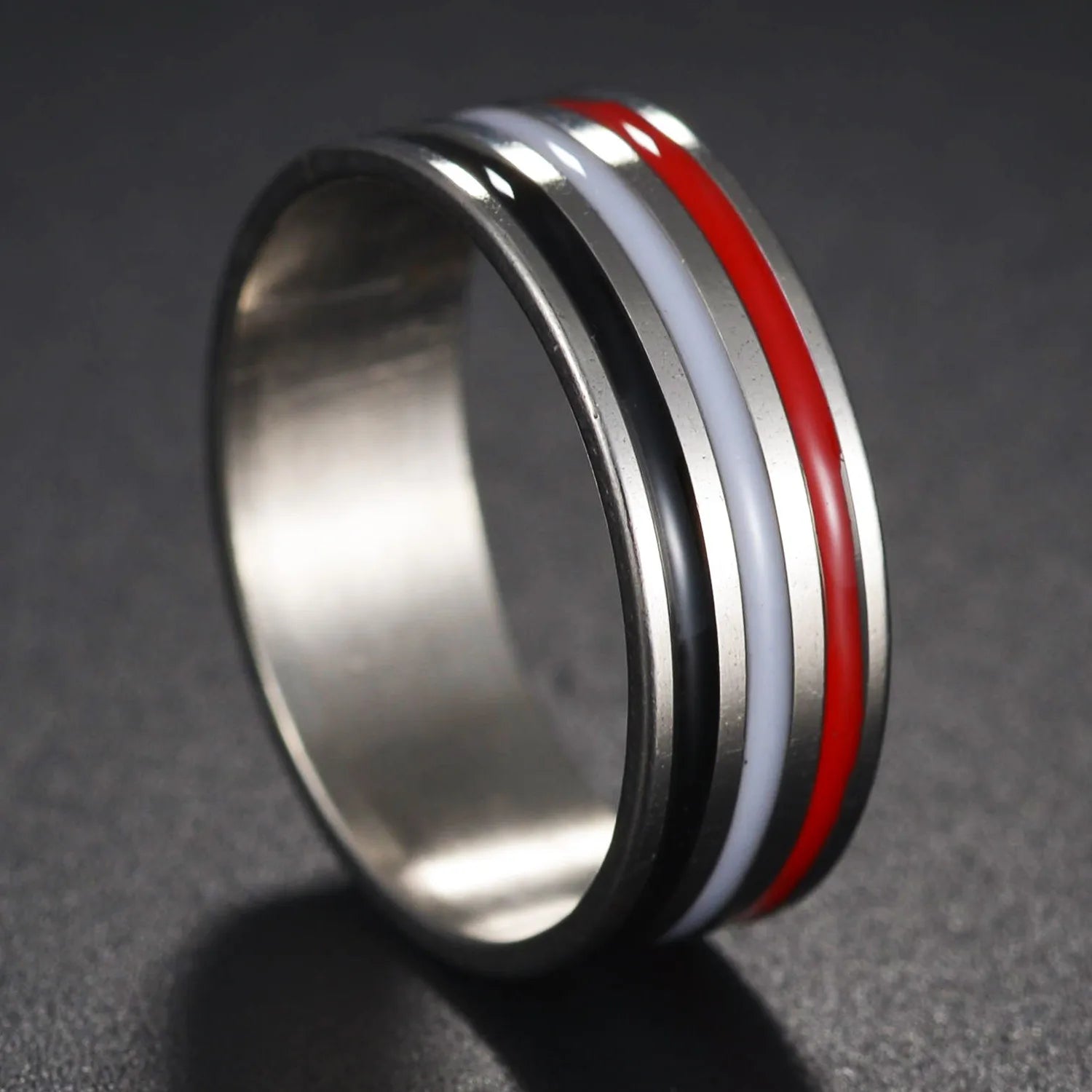 8MM Multicolor Rainbow Ring For Women Men LGBT Lebian Gay Jewelry Titanium Steel Wedding Engagement Rings Gifts Accessory - Cosmic Twink