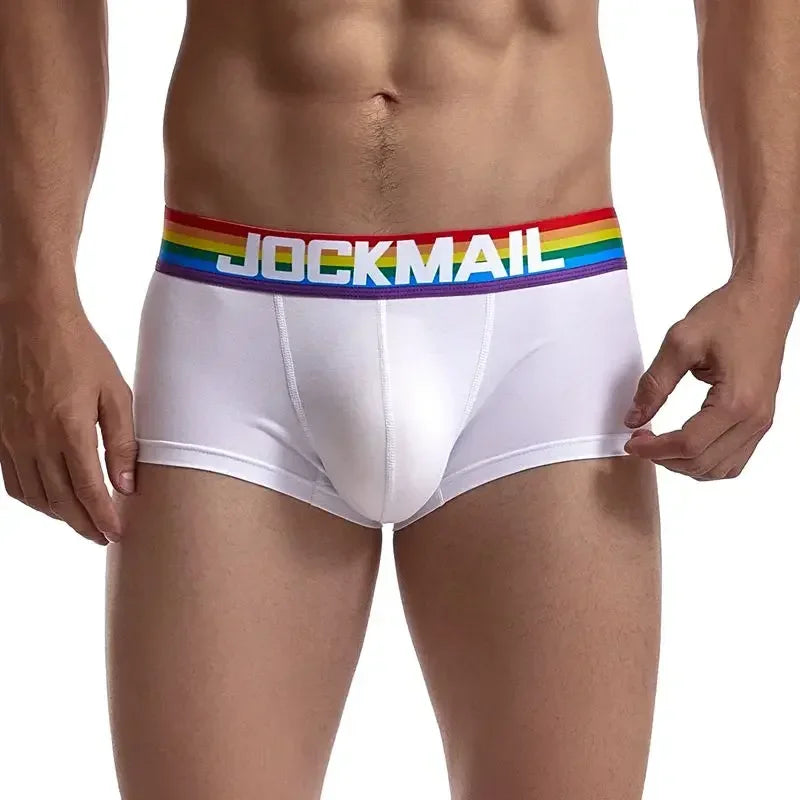 Rainbow Belt Man Underpants Boxershorts Cotton Men Boxers Male Breathable Underwear Men’s Panties Soft Boxer Briefs Balck White - Cosmic Twink