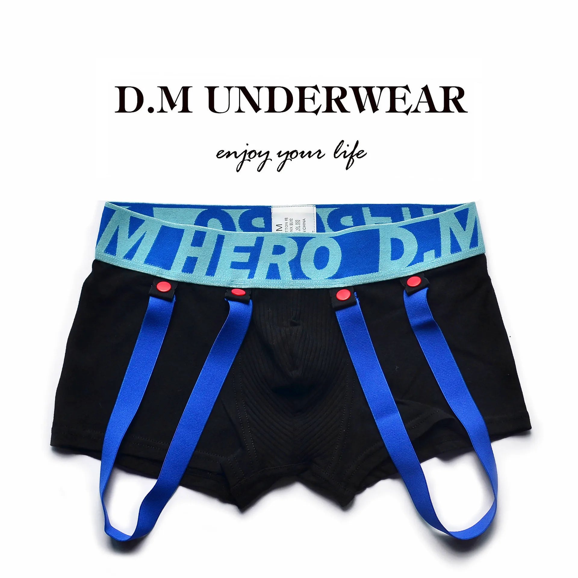 Boxer Pants Low Waist Men's Underwear Boxer Underpants Personality Hip Lifting Under Shorts with Strap - Cosmic Twink