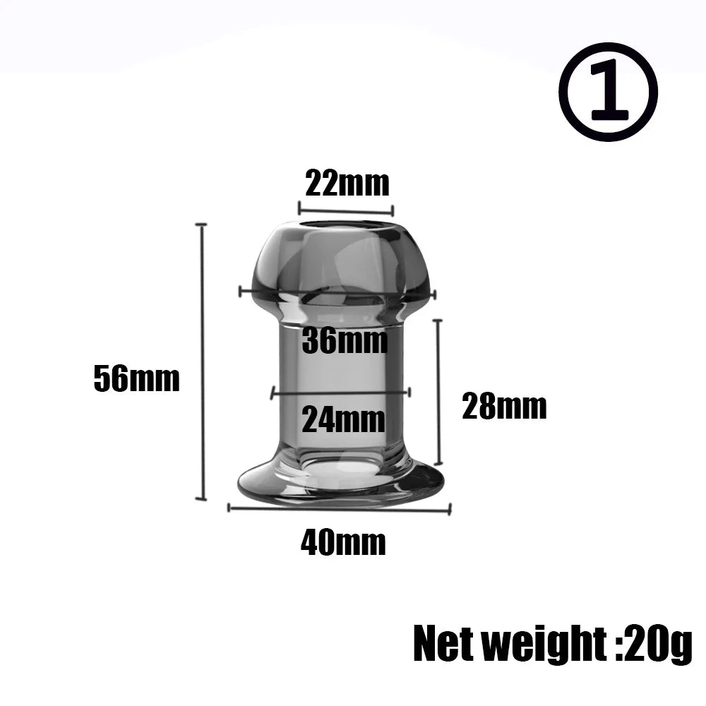 Hollow Speculum Peeking Anal Beads Butt Plug with Stopper Expander Tunnel Transparent Anus Dilation Adult Women Men Gay - Cosmic Twink
