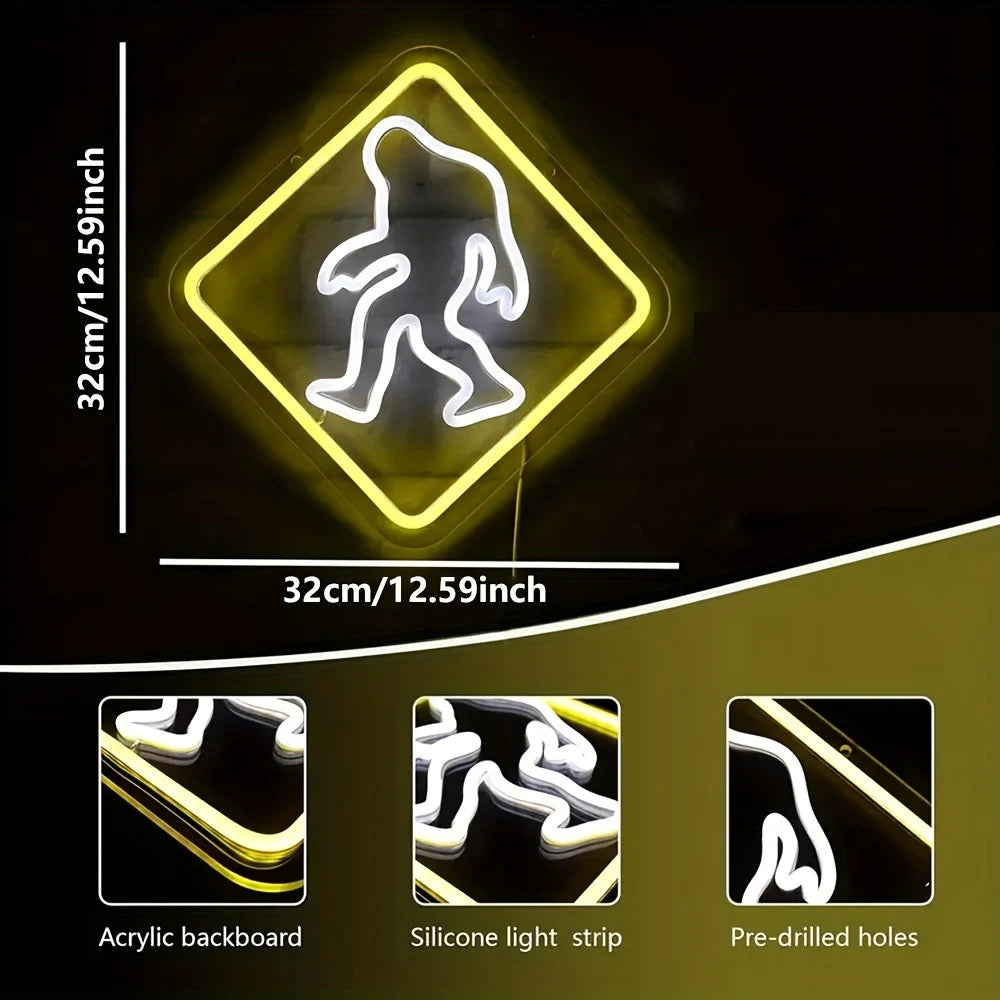 Bigfoot Neon Sign Light USB Powered Multicolor Wall Decor for Bedroom Man Cave Garage Perfect Gift for Fans And Friends - Cosmic Twink