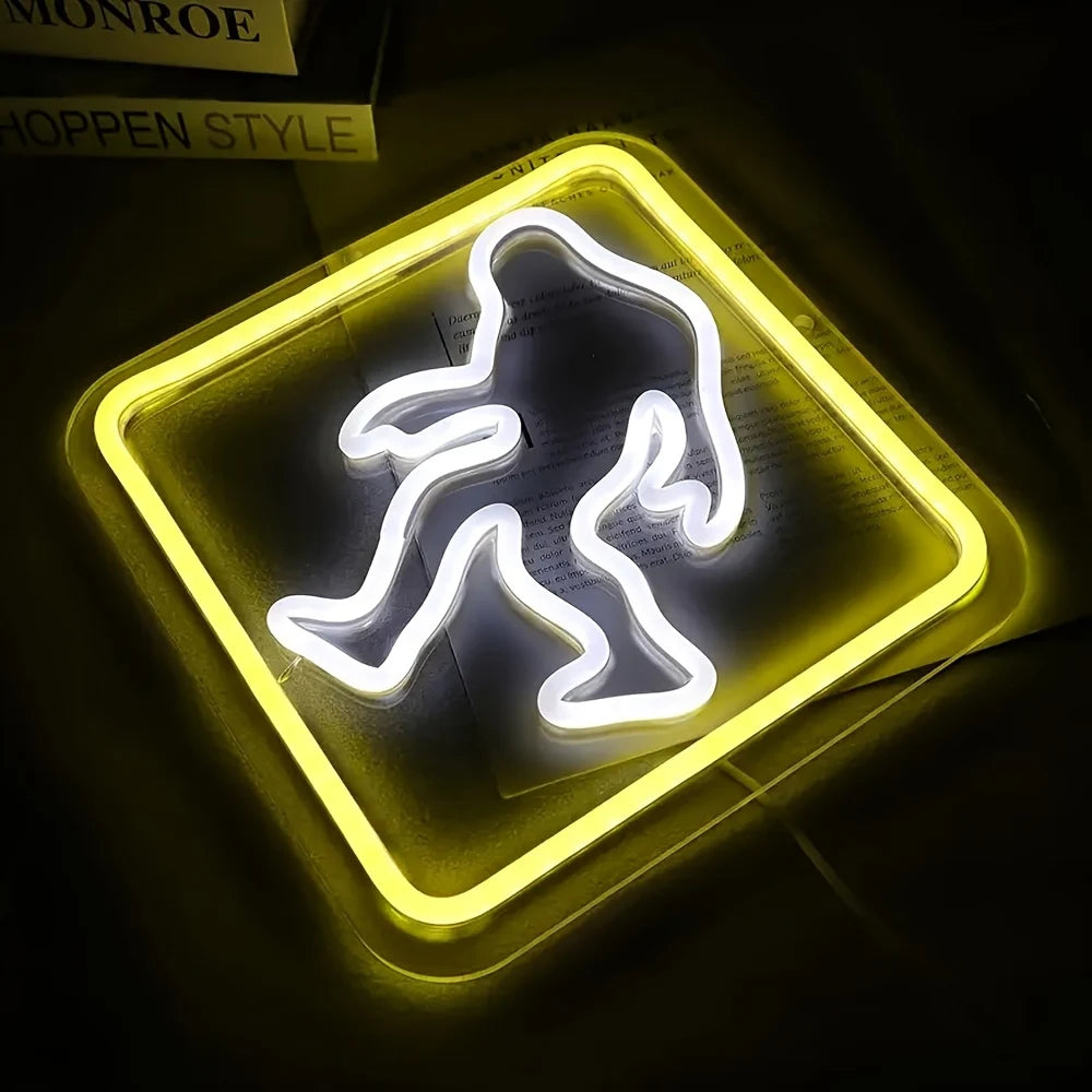 Bigfoot Neon Sign Light USB Powered Multicolor Wall Decor for Bedroom Man Cave Garage Perfect Gift for Fans And Friends - Cosmic Twink