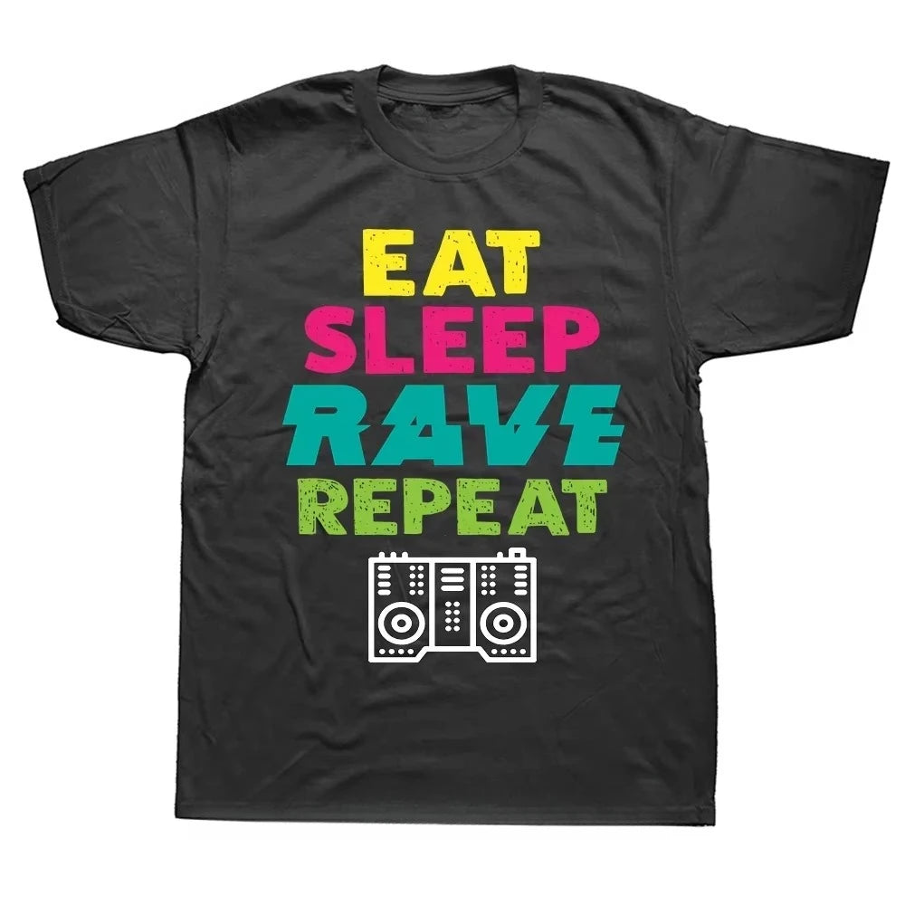 Techno Rave T Shirt Dj Electronic Dance Music Summer Graphic Cotton Streetwear Short Sleeve Birthday Gifts T-shirt Mens Clothing - Cosmic Twink