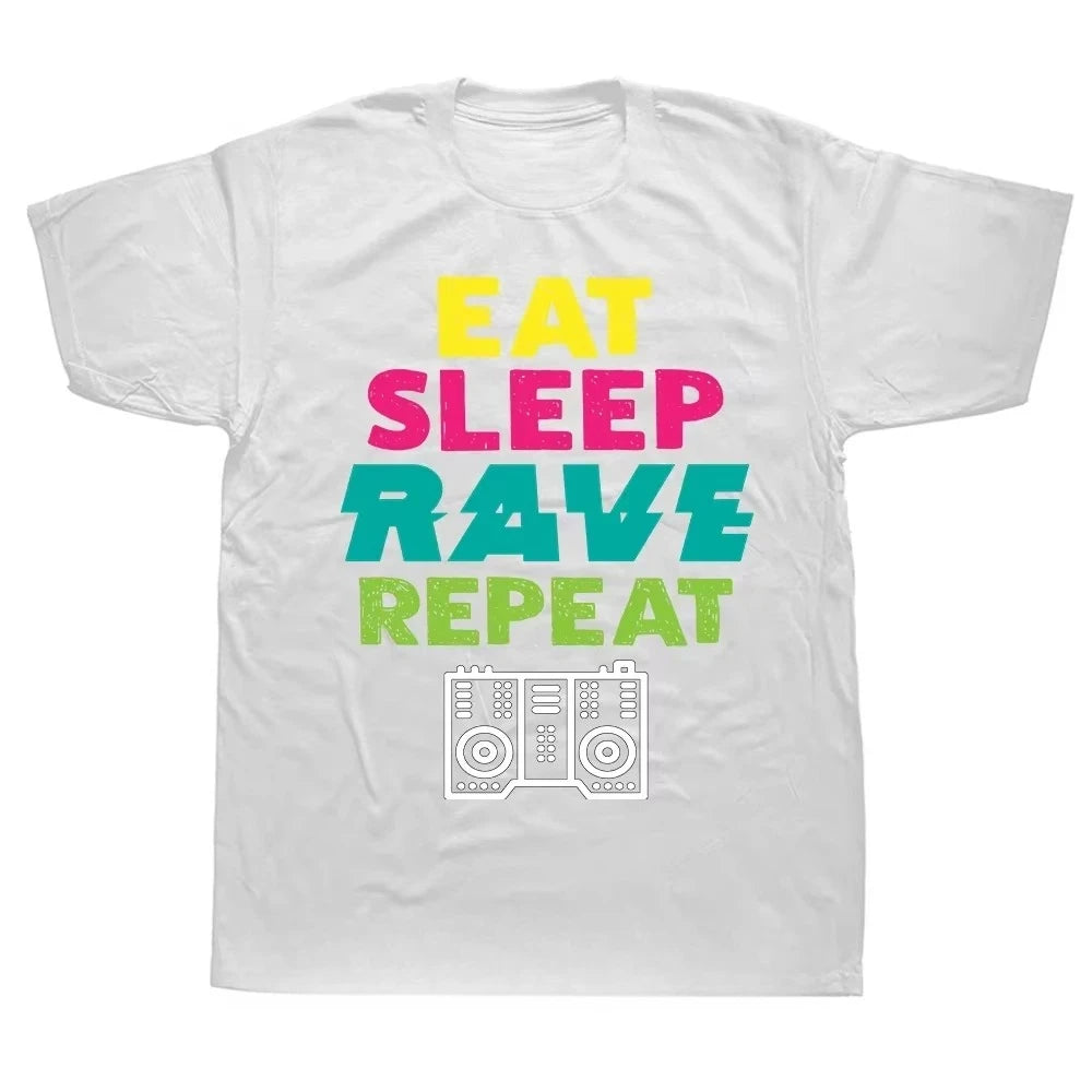 Techno Rave T Shirt Dj Electronic Dance Music Summer Graphic Cotton Streetwear Short Sleeve Birthday Gifts T-shirt Mens Clothing - Cosmic Twink