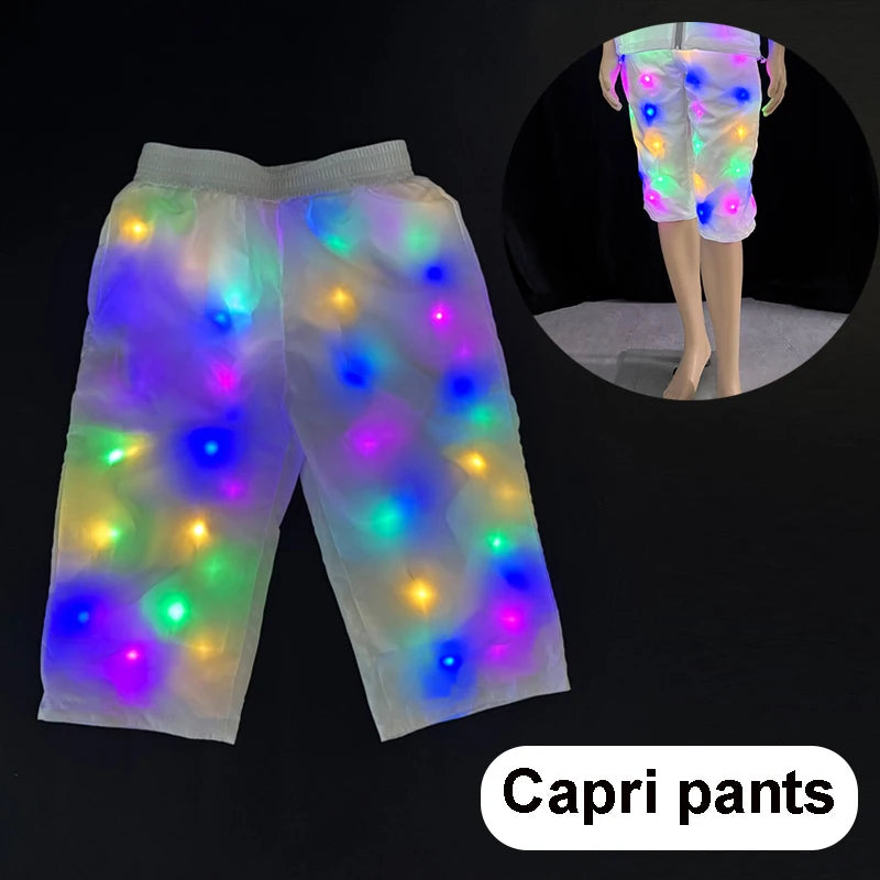 Glowing vest lumnious jacket with led lights Rave performance Dress for dancing man women night running led costume - Cosmic Twink