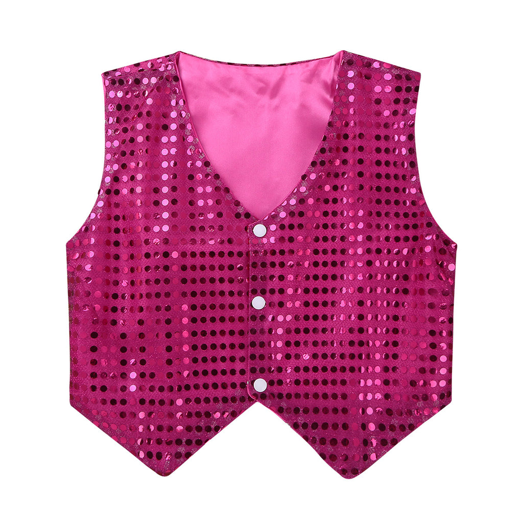 Mens Shiny Sequined Vest Tops V Neck Disco Irregular Hem Waistcoat Hiphop Jazz Dance Festival Rave Outfits Performance Costume - Cosmic Twink