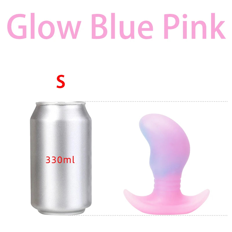 Glow in The Dark Colorful Silicone Buttocks Butt Plug Soft Women's Gay Men Prostate Massager - Cosmic Twink