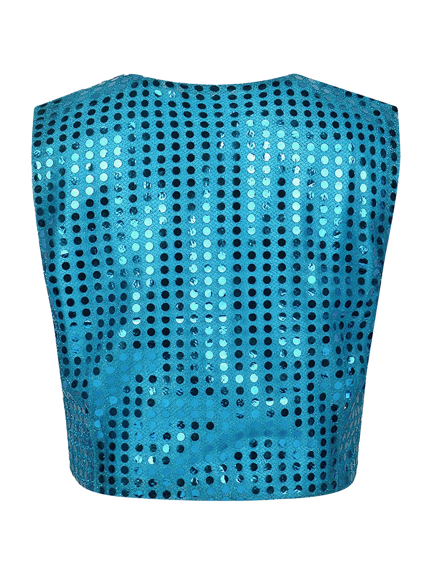 Mens Shiny Sequined Vest Tops V Neck Disco Irregular Hem Waistcoat Hiphop Jazz Dance Festival Rave Outfits Performance Costume - Cosmic Twink